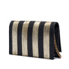 Secondhand Saint Laurent Metallic Striped Fabric Monogram Kate Tassel Wallet on Chain