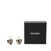 Chanel CC Gold Plated Faux Pearl Strass and Resin Heart Drop Push Back Earrings Secondhand