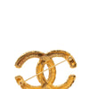 Chanel CC Gold Plated Baroque Embossed Brooch Secondhand