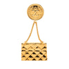 Chanel CC Gold Plated Quilted Flap Bag Medallion Brooch Secondhand