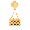 Chanel CC Gold Plated Quilted Flap Bag Medallion Brooch Secondhand