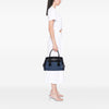 Prada Bicolor Saffiano Cuir Trimmed Canvas Satchel Secondhand
