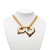 Chanel CC Gold Plated Double Heart Pendant Necklace Secondhand