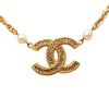 Chanel Gold Plated Faux Pearl CC Pendant Necklace Secondhand
