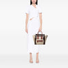 Celine Mini Tricolor Linen and Leather Luggage Tote Secondhand