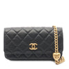 Chanel CC Quilted Caviar Heart Flap Phone Holder with Chain Secondhand