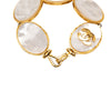 Chanel Gold Plated CC Mother of Pearl Cuff Bracelet Secondhand