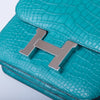 Secondhand Hermès Constance 18 Turquoise (T9) Matte Alligator – Palladium Hardware - '00s