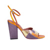 Secondhand Missoni Metallic Patchwork Leather & Glitter Block-Heel Sandals - '00s