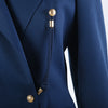 second hand State of Claude Montana Vintage Navy Blue Double-Breasted Skirt Suit- '80s