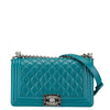 Secondhand Chanel Coco Boy Green Leather Bag
