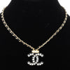 Secondhand Chanel Coco Mark Black Gold Plated Jewelry