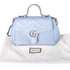 Secondhand Gucci Gg Marmont Small Top Handle Pastel Blue Matelassé Leather Bag