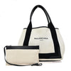 Secondhand Balenciaga Navy Cabas White Canvas Bag