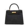 Secondhand Hermès Kelly 28 Black Leather Bag