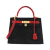 Secondhand Hermès Kelly 28 Black Suede Bag