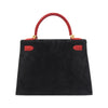 Secondhand Hermès Kelly 28 Black Suede Bag