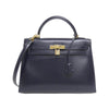 Secondhand Hermès Kelly 32 Blue Leather Bag