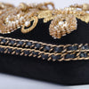 Secondhand Chanel Black Velvet Gold Embroidered Clutch – '10s