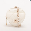 Chanel CC in Love Heart Chain Necklace Zip Coin Purse Quilted Lambskin
