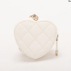 Chanel CC in Love Heart Chain Necklace Zip Coin Purse Quilted Lambskin