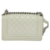 Secondhand Chanel Boy White Patent Leather Bag