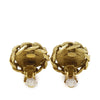 Chanel CC Gold Plated Strass Round Clip On Earrings Secondhand