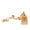 Chanel Gold Plated Enamel CC Bell Drop Push Back Earrings Secondhand
