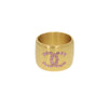 Chanel CC Gold Plated Crystals Heart Ring Secondhand