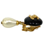 Chanel CC Gold Plated Resin and Faux Pearl Drop Clip On Earrings Secondhand