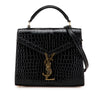 Secondhand Saint Laurent Mini Croc Embossed Monogram Cassandra Satchel