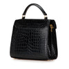 Secondhand Saint Laurent Mini Croc Embossed Monogram Cassandra Satchel