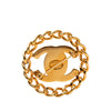 Chanel CC Gold Plated Turn Lock Chain Round Brooch Secondhand