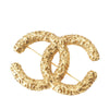 Chanel CC Gold Plated Lava Brooch Secondhand