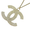 Chanel CC Gold Plated Rhinestone Pendant Necklace Secondhand