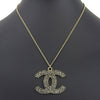 Chanel CC Gold Plated Rhinestone Pendant Necklace Secondhand