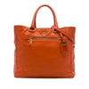 Prada Vitello Daino Front Zip Open Convertible Tote Secondhand