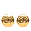 Chanel CC Gold Plated Round Clip On Earrings Secondhand