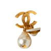 Chanel CC Gold Plated Faux Pearl Drop Clip on Earrings Secondhand