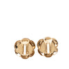 Chanel CC Gold Plated Enamel Camellia Clip On Earrings Secondhand