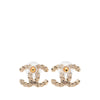 Chanel CC Gold Plated Strass Twisted Chain Link Bullet Back Earrings Secondhand