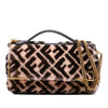 Fendi Zucca Shearling Double F Baguette Satchel Secondhand