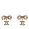 Chanel Gold Plated Rhinestones CC Bow Earings Secondhand