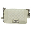 Secondhand Chanel Boy White Patent Leather Bag
