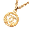 Chanel CC Gold Plated Round Pendant Necklace Secondhand