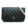 CC Quilted Leather Pearl Chain Flap Bag - '10s Second-hand