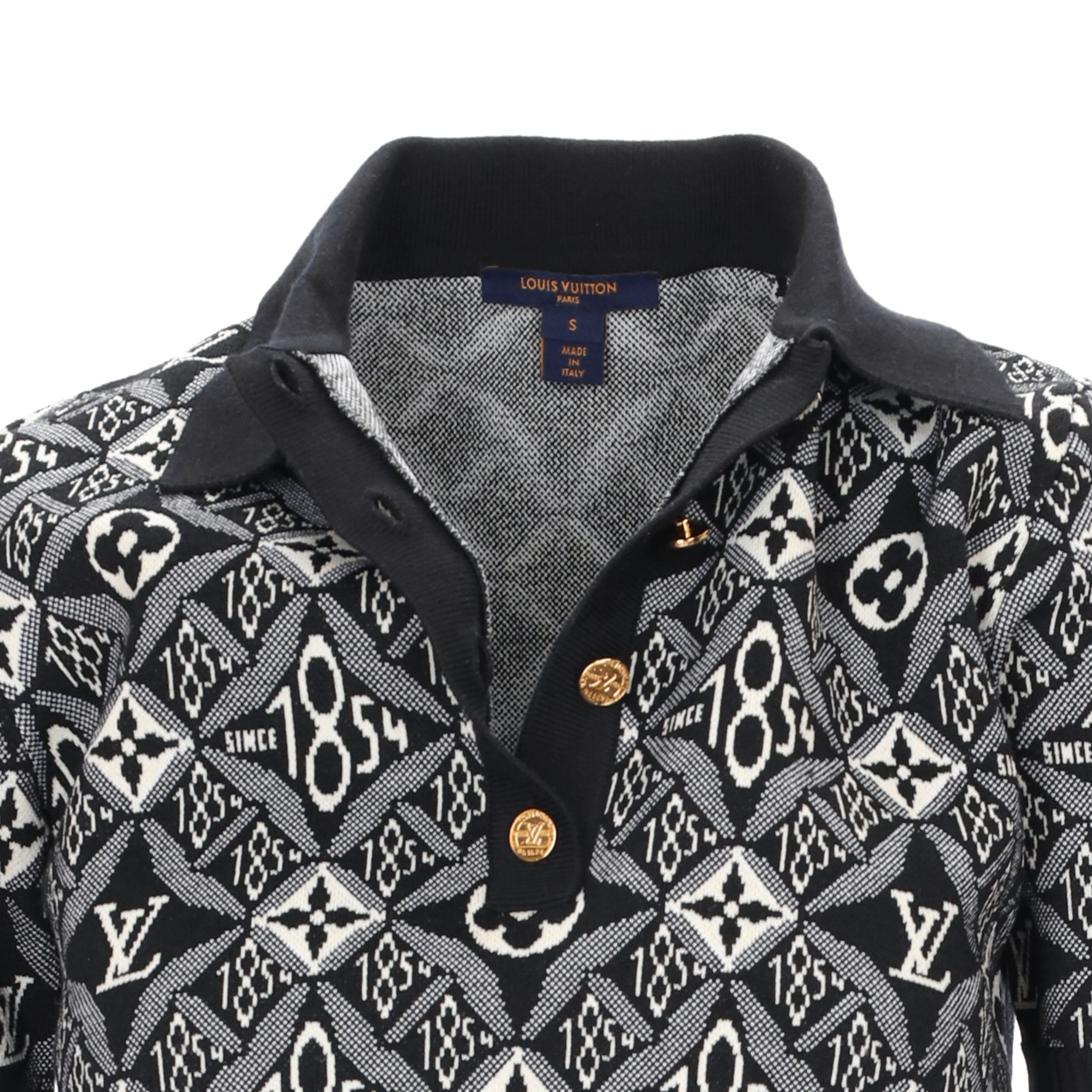 Louis Vuitton Lv Check Pattern On Sleeves And Collar Black Polo