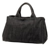 Prada Small Denim Canapa Logo Satchel Secondhand