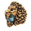 Gucci Gold Plated Crystal Lion Head Ring Secondhand