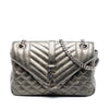 Saint Laurent Medium Iridescent Calfskin Triquilt Monogram College Bag Secondhand